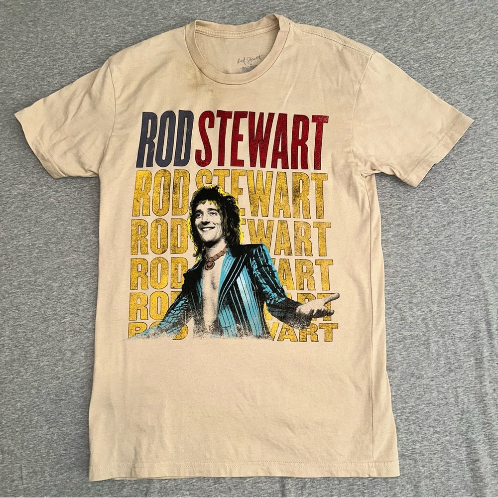 Rod Stewart Mens Size Small T-shirt Live In Concert Maggie May Rock & Roll HOF